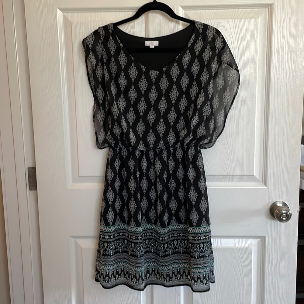 Charming Charlie Dress - Black and White with teal detail